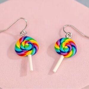 Rainbow Swirl Lollipop Earrings